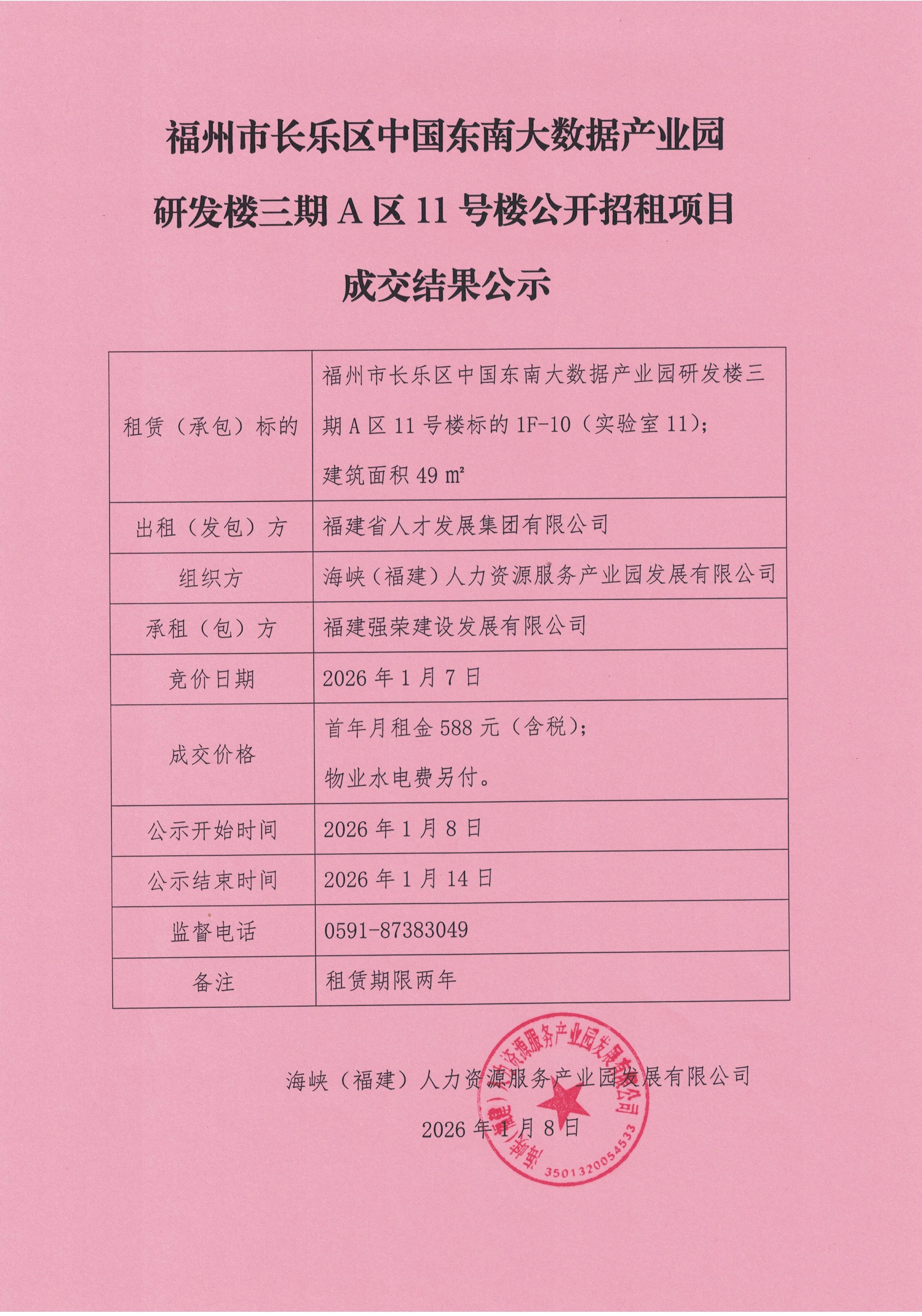 福州市长乐区中国东南大数据产业园研发楼三期 A 区 11号楼公开招租项目成交结果公示.jpg